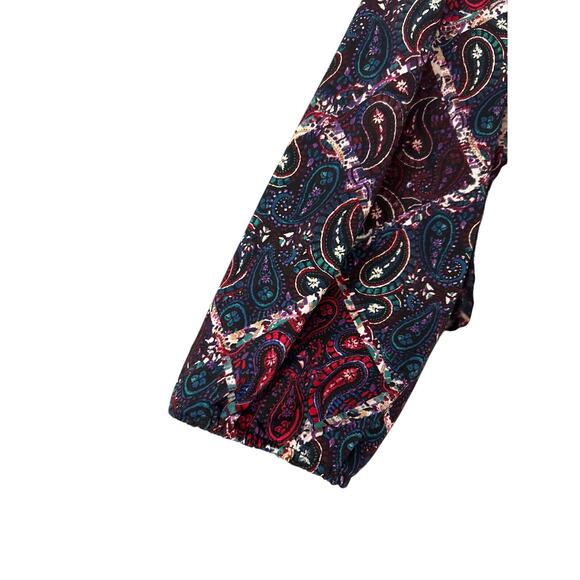 Catherine’s Jewel Tone Paisley Print Lace Inset Flowy Tunic Top 5X Dark Romantic - Picture 6 of 13